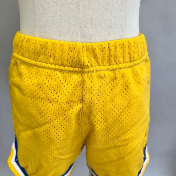 Vintage 70s varsity style mesh basketball gym shorts yellow nylon Size Medium - Picture 11 of 16